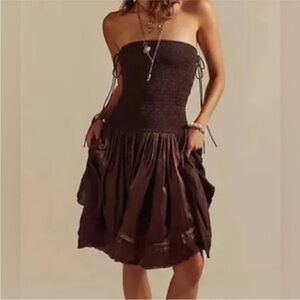 Free People FP One Maya Convertible Midi Skirt Smocked Pull-on Tie Dress